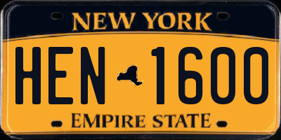 NY license plate HEN1600