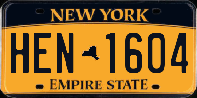 NY license plate HEN1604