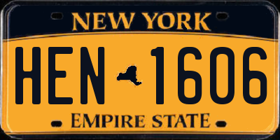 NY license plate HEN1606