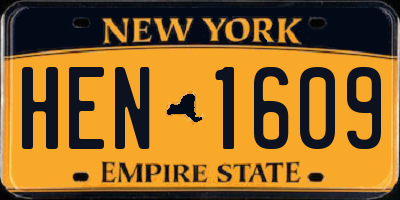 NY license plate HEN1609
