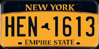NY license plate HEN1613