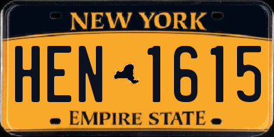 NY license plate HEN1615