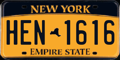 NY license plate HEN1616