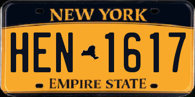 NY license plate HEN1617