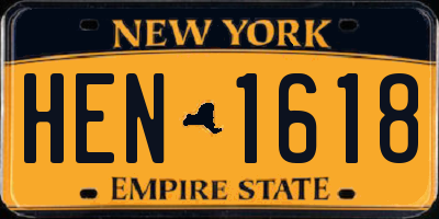NY license plate HEN1618