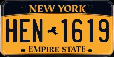 NY license plate HEN1619