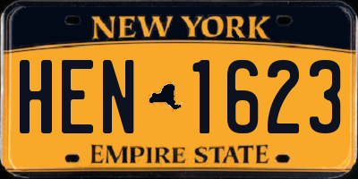 NY license plate HEN1623