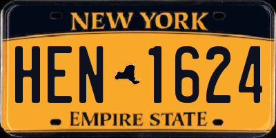 NY license plate HEN1624
