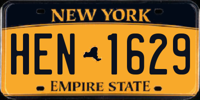 NY license plate HEN1629