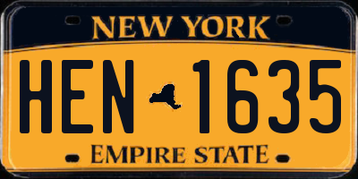 NY license plate HEN1635