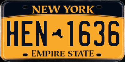 NY license plate HEN1636