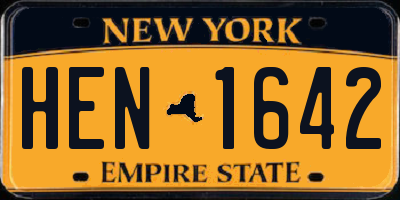 NY license plate HEN1642
