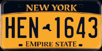 NY license plate HEN1643