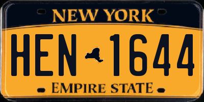 NY license plate HEN1644