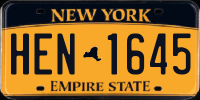 NY license plate HEN1645