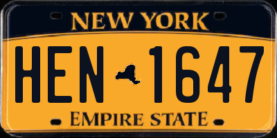 NY license plate HEN1647