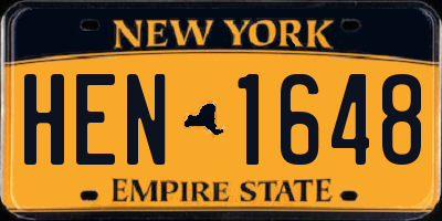 NY license plate HEN1648