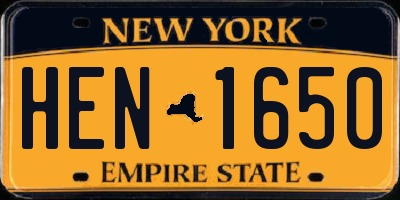 NY license plate HEN1650