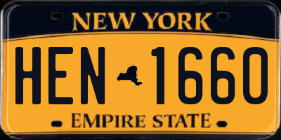 NY license plate HEN1660
