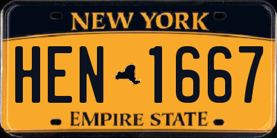 NY license plate HEN1667
