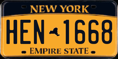 NY license plate HEN1668