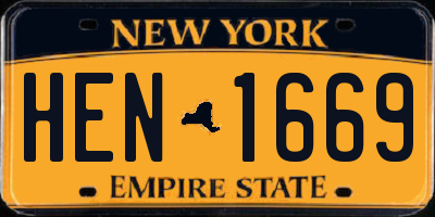 NY license plate HEN1669