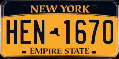 NY license plate HEN1670
