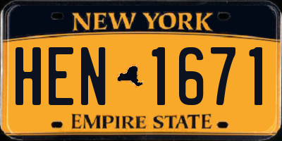 NY license plate HEN1671