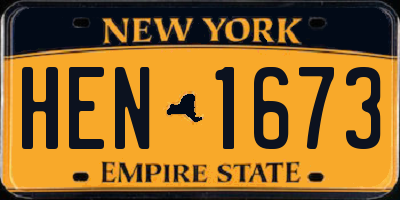 NY license plate HEN1673