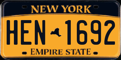 NY license plate HEN1692