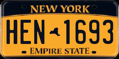 NY license plate HEN1693