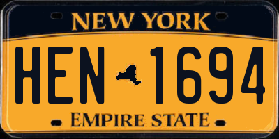 NY license plate HEN1694