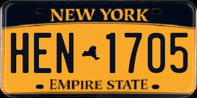 NY license plate HEN1705