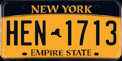 NY license plate HEN1713
