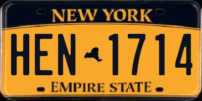 NY license plate HEN1714
