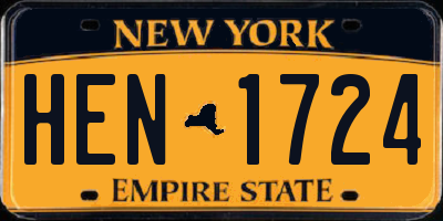 NY license plate HEN1724
