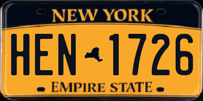 NY license plate HEN1726