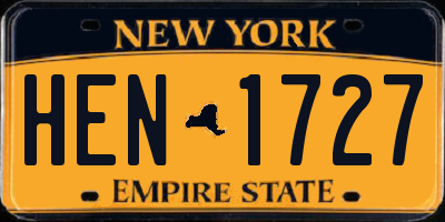 NY license plate HEN1727