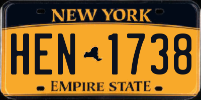 NY license plate HEN1738