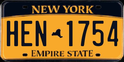 NY license plate HEN1754