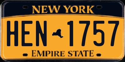 NY license plate HEN1757