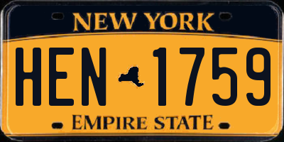 NY license plate HEN1759
