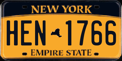 NY license plate HEN1766