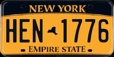 NY license plate HEN1776