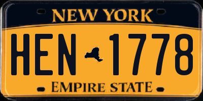 NY license plate HEN1778