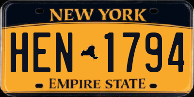 NY license plate HEN1794