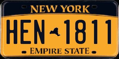 NY license plate HEN1811