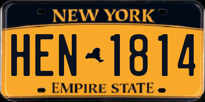 NY license plate HEN1814