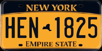NY license plate HEN1825