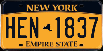 NY license plate HEN1837